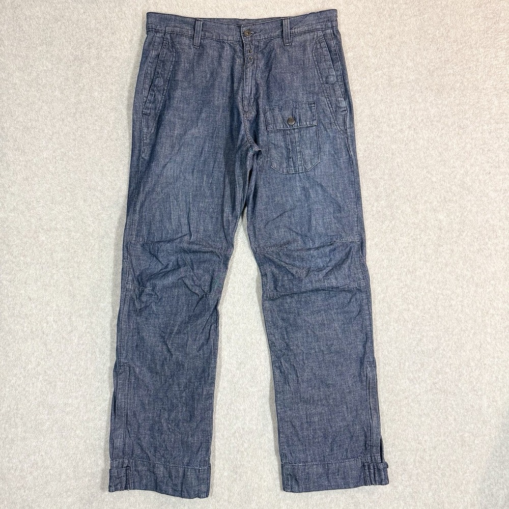 G-Star Raw Surman Pants Mens‎ 33x34 Blue Denim Baggy Zip Legs Adjustable